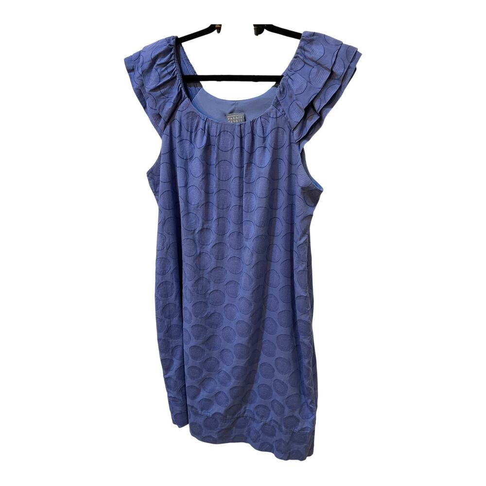 Rabbit Rabbit Rabbit Periwinkle Blue Polkadot Textured Ruffle Sleeve Dress Sz 16